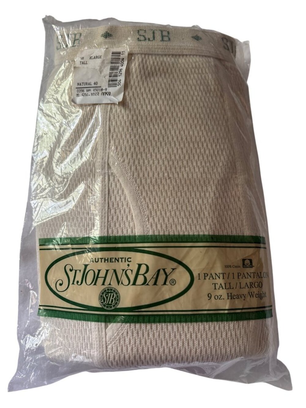 Heavyweight Thermal Pants Tall XL 9 Oz Natural Cotton White Solid St. Johns Bay